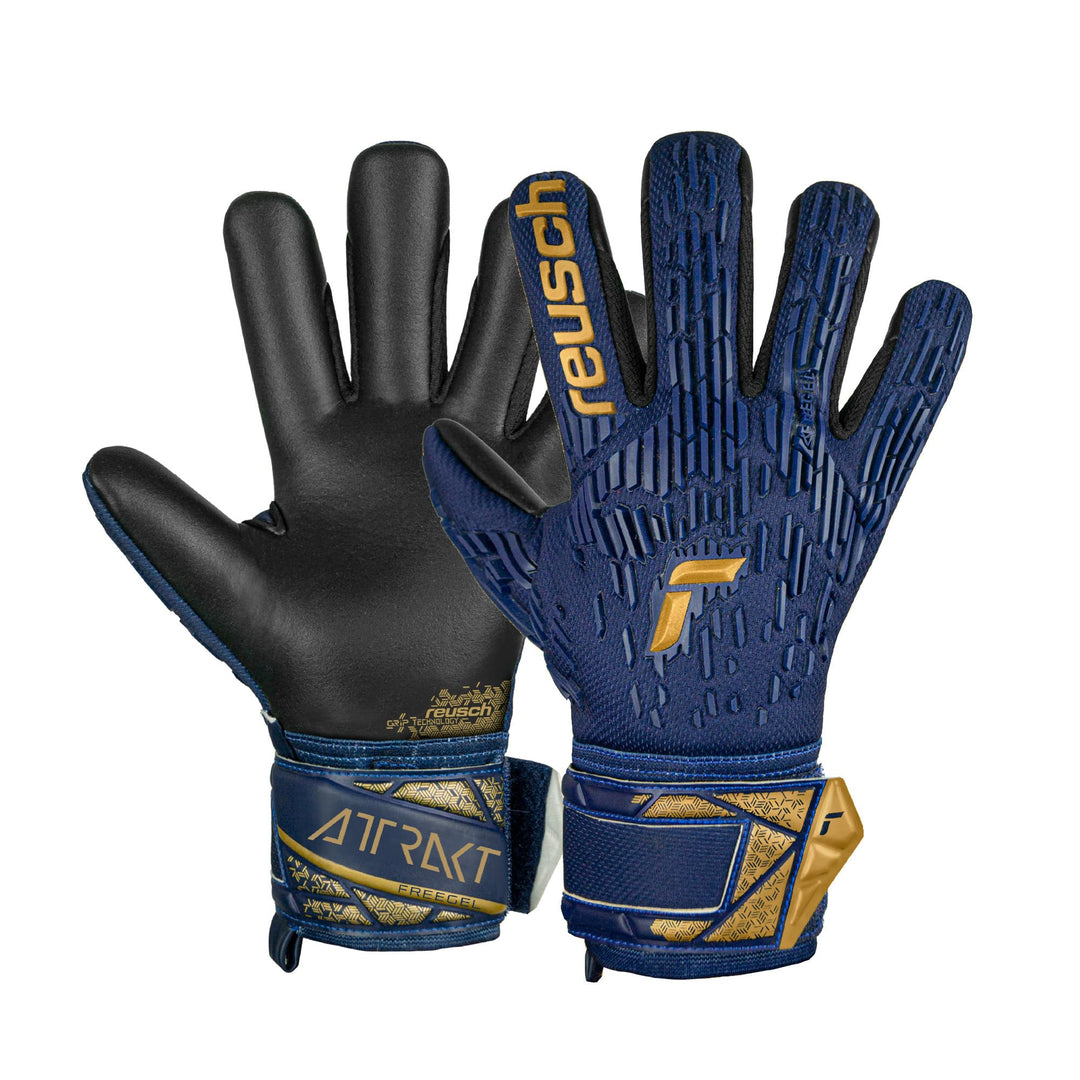 Reusch Unisex Jugend Attrakt Freegel Silver Junior Torwarthandschuhe 4 blau-gold-schwarz, 4 blau-gol