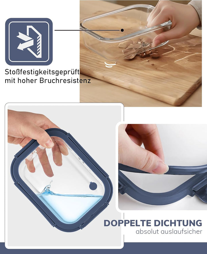 BOROHOUSE Vorratsdosen Glas 2er Set 630ml – Glas Frischhaltedosen mit Glasdeckel, luftdicht & BPA-fr
