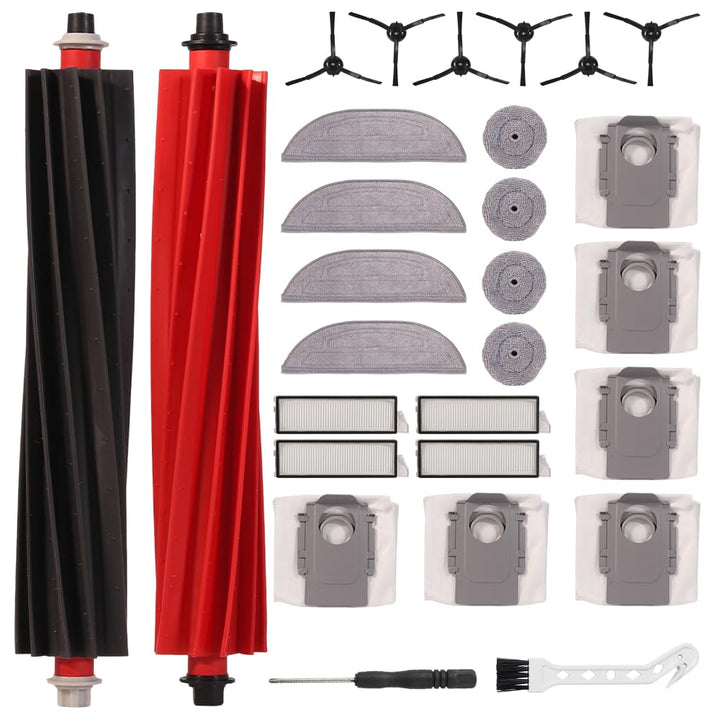 28 Stück Zubehörset Ersatz für Roborock S8 MaxV Ultra,2 Rollenbürste,4 Filter,6 Seitenbürsten,8 Wisc