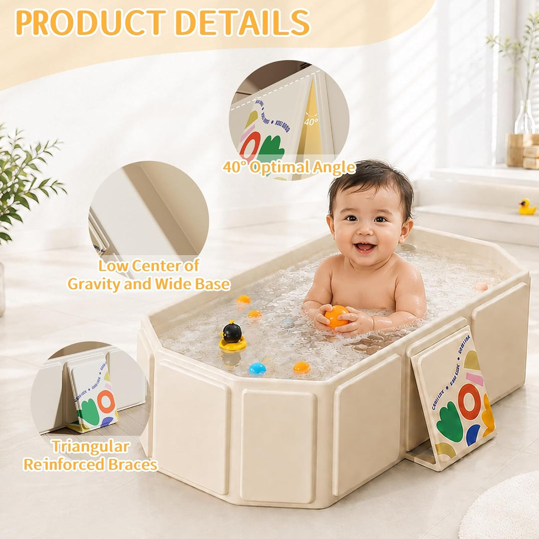 IIRC Faltbare Babybadewanne für 0-8 Jahre – Tragbare Badewanne mit Ablassschraube, platzsparend für