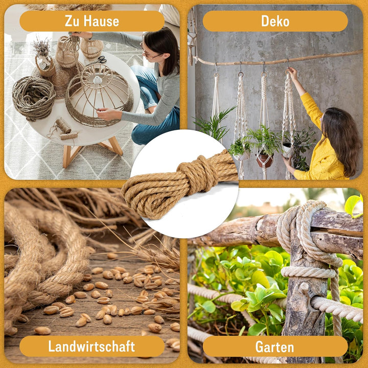 NTS-Nähtechnik Juteseil 10mm - 10m | Juteschnur Jutekordel | Diverse Grössen und Längen 10mm 10.0 Me