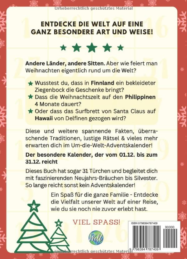 Adventskalender In 24 + 7 Tagen um die Welt | Wissen Kalender für Kinder &amp; Jugendliche von Weihnacht