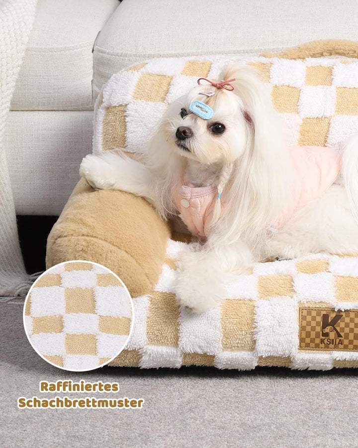KSIIA Orthopädisches Katzenbett Flauschig 66x37cm, Abnehmbar Katzensofa Hundebett Waschbar, Hundesof