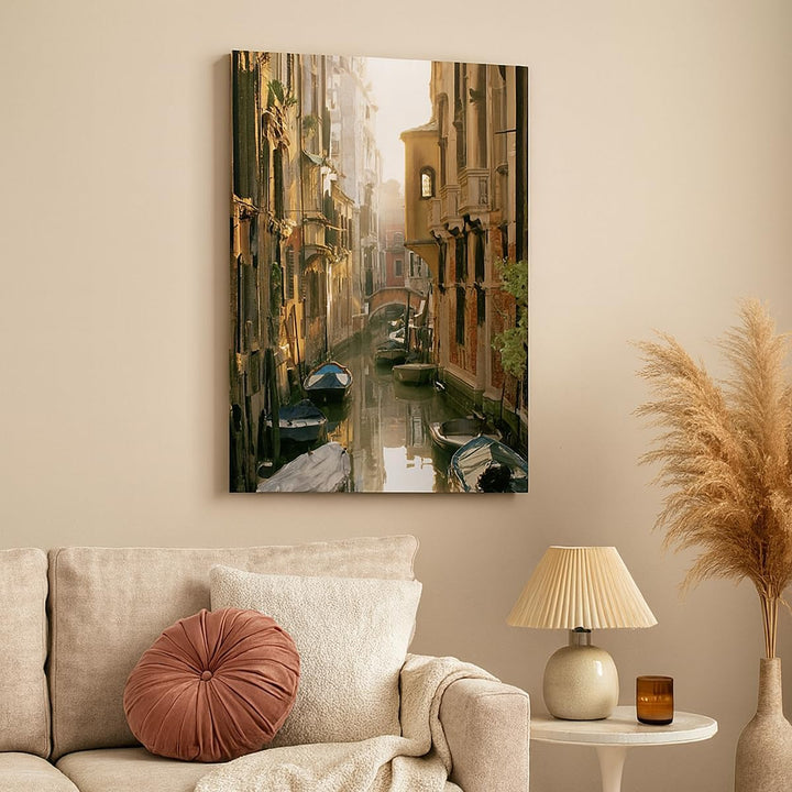 Bilder auf Leinwand 55x100cm Leinwandbild mit Rahmen Venedig Brücke Wasser Haus Gross Wanddeko Bild