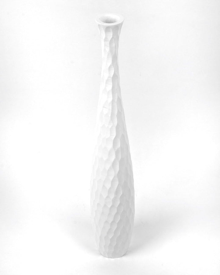 Leewadee Grosse Bodenvase für Dekozweige hohe Standvase Design Holzvase, Holz, 70 cm, Weiss 70 cm We