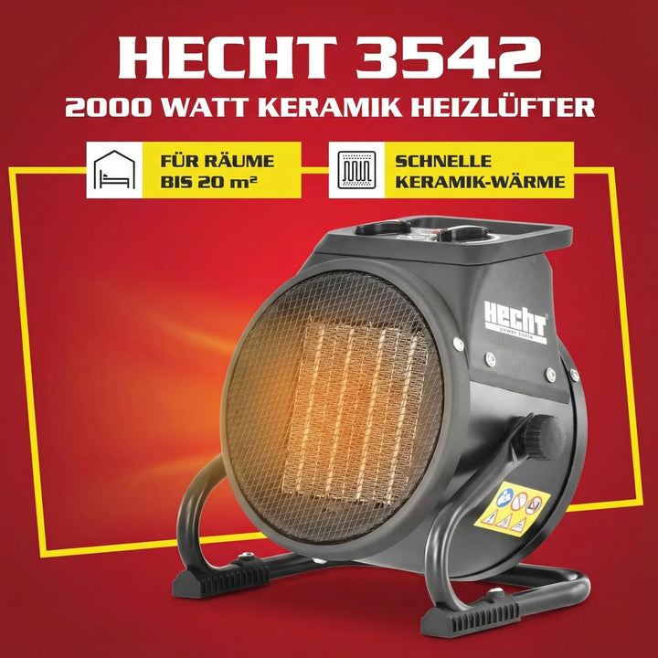 HECHT Keramik Heizstrahler (NEU) – Tragbare Heizer mit 2000W oder 3000 Watt – Thermostat – Überhitzu