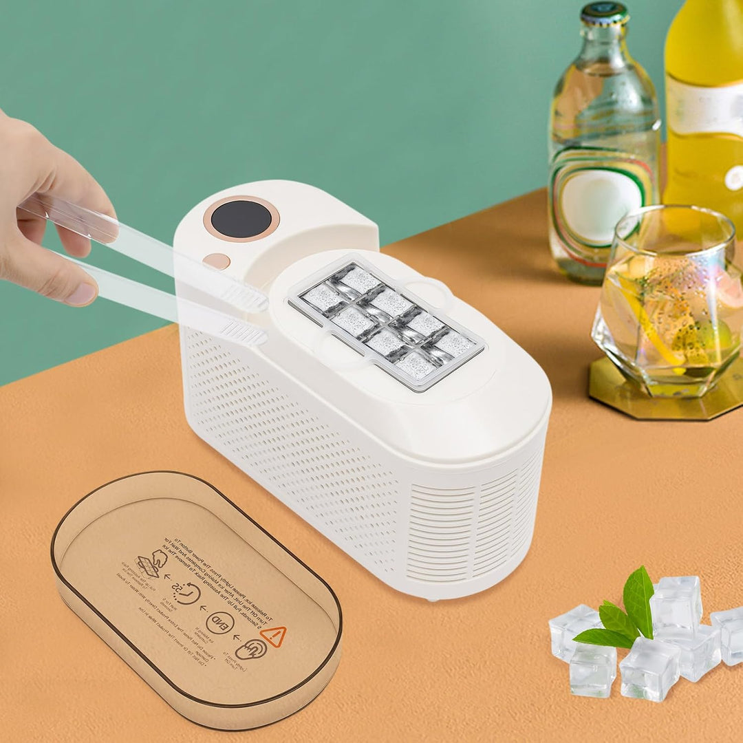120W Kompakte Eiswürfelmaschine, Tragbarer Eiswürfelbereiter, Mini Eismaschine, 8 Eiswürfel in 10–15