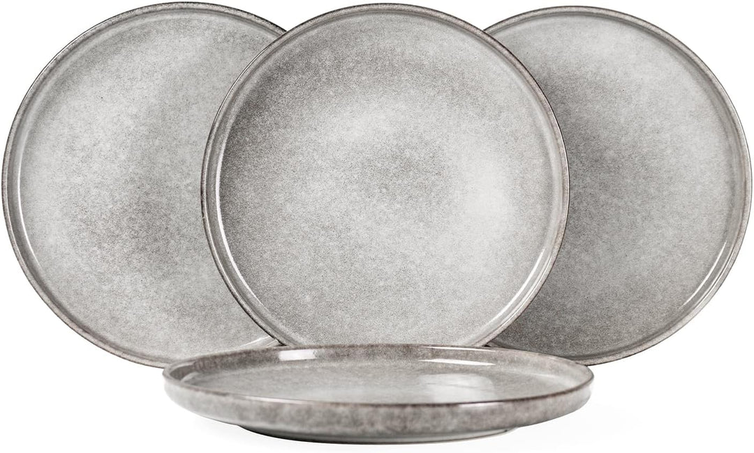 Henten Home Speiseteller Set, 4 teilig Porzellan Teller Modern, Dessertteller Frühstücksteller- Flac