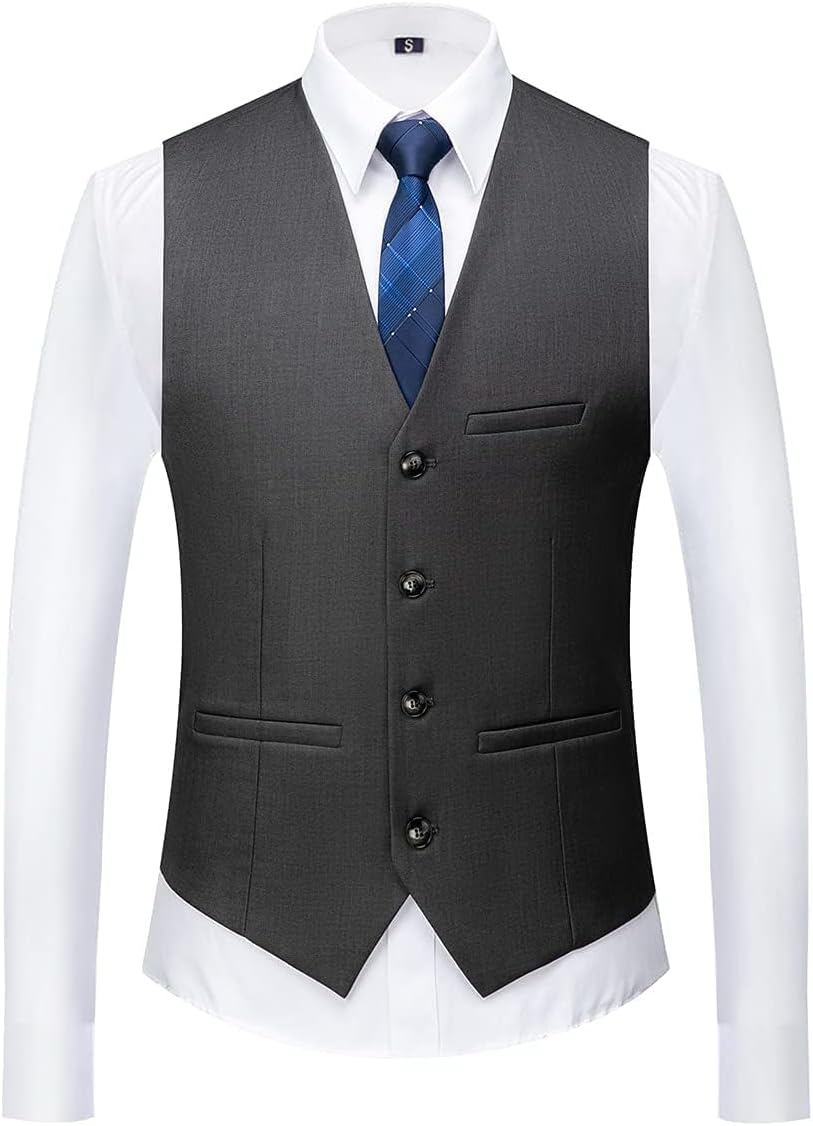 KUDORO Herren Anzüge 3-teilig Slim Fit Eine Knöpfe für Hochzeit Business Herrenanzug Sakko Weste Hos