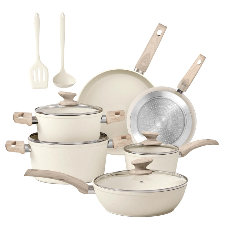 Kitchen Academy Topf und Pfannenset Topfset 12tlg Antihaft-Versiegelung Kochgeschirr Set mit Deckel,