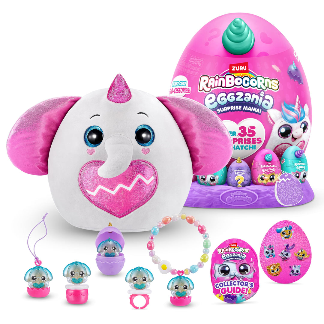 Rainbocorns Eggzania Surprise Mania Peanuts the Elephant - Collectible Plush - Over 20 Surprises Ins