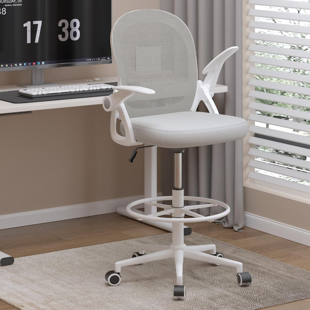 Naspaluro Bürostuhl mit Fussstützenring, Ergonomischer Schreibtischstuhl mit Atmungsaktiv Netzbespan
