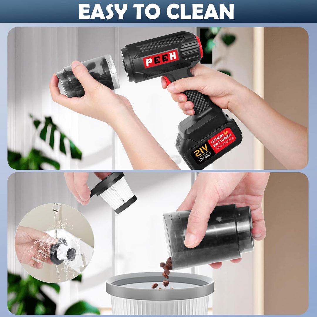 Kabelloser Handstaubsauger, Hohe Saugleistung & Gebläsefunktion, Akku-Staubsauger für Auto, Zuhause,