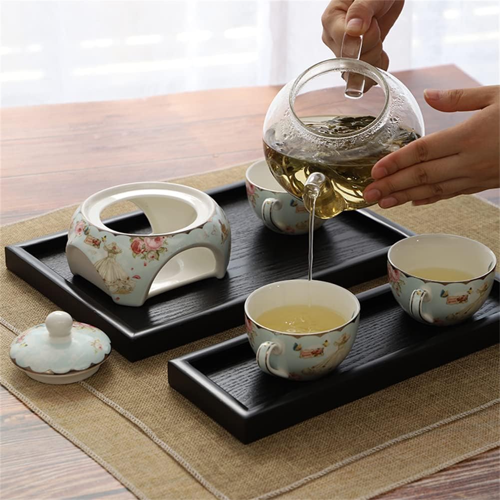 Raguso Rechteckform Tablett Schwarz Massivholz Tee Tablett Kaffee Snack Essen Mahlzeiten Mehrzweck-S