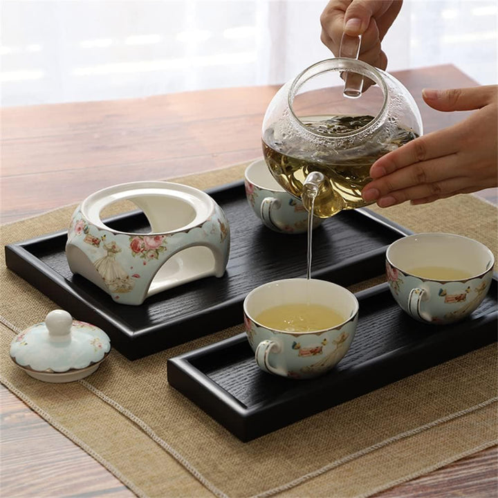 Raguso Rechteckform Tablett Schwarz Massivholz Tee Tablett Kaffee Snack Essen Mahlzeiten Mehrzweck-S