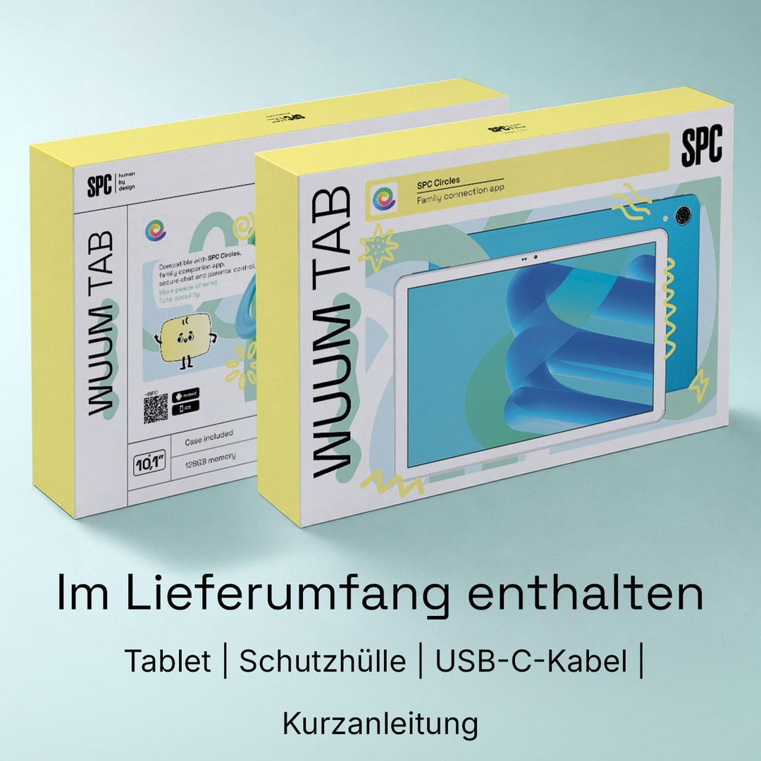SPC WUUM TAB - Kinder-Tablet mit Hülle, Kindersicherung, sicherem Chat, Apps und Zeitmanagement von