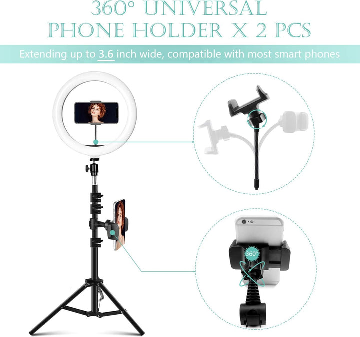 LED Ringlicht mit Stativ, 10 zoll / 25.4 CM Ringleuchte mit Stativ für handy Fernbedienung USB-betri