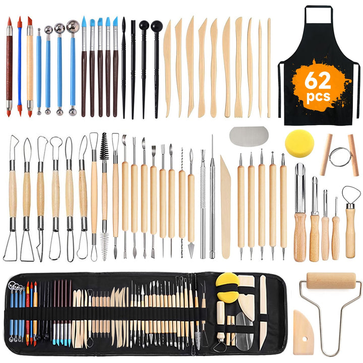 YUTUY Modellierwerkzeug, 62 Stück Carving Tools Clay Keramik Sculpting Ton Werkzeug,Töpferwerkzeug P