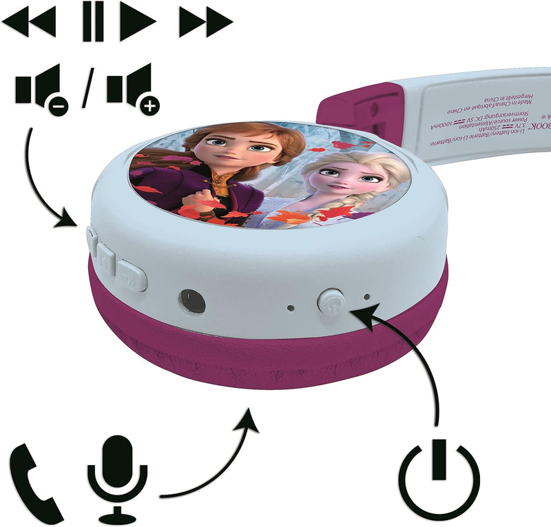 Lexibook Disney Die Eiskönigin-2-in-1-Bluetooth-Kopfhörer für Kinder, Stereo Wireless Wired, Kinders