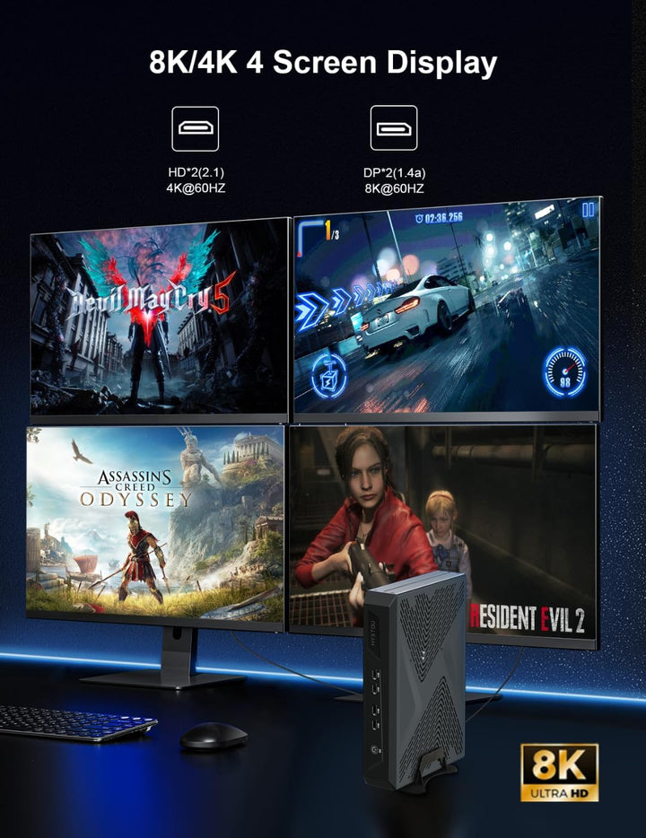 HYSTOU Gaming PC, Mini PC Gamer GTX1650 GDDR6 Core i9-11900 Windows 11 Pro 8K Gaming PC der 11th Gen