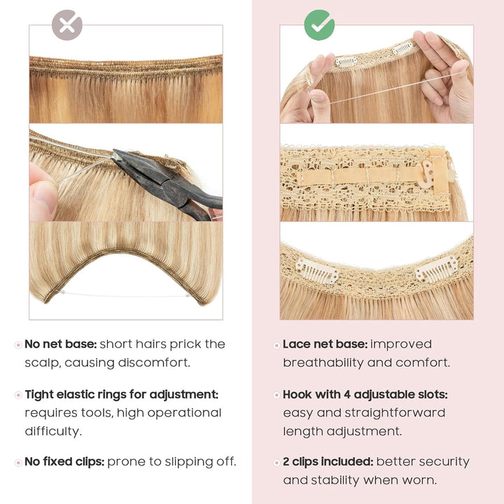 Extensions Echthaar mit Gummiband, Silk-co Wire in Extensions Aschblond Highlights Bleichblond 60g,