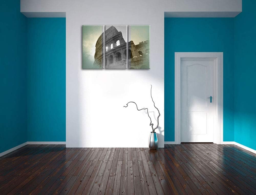 antikes Kolosseum in Rom schwarz/weiss 3-Teiler Leinwandbild 120x80 Bild auf Leinwand, XXL riesige B