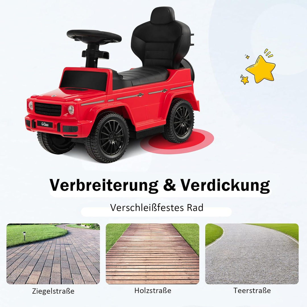 COSTWAY Mercedes Benz Rutschauto, 3 in 1 Rutscher Auto mit Sonnendach & Stauraum & abnehmbaren Schut
