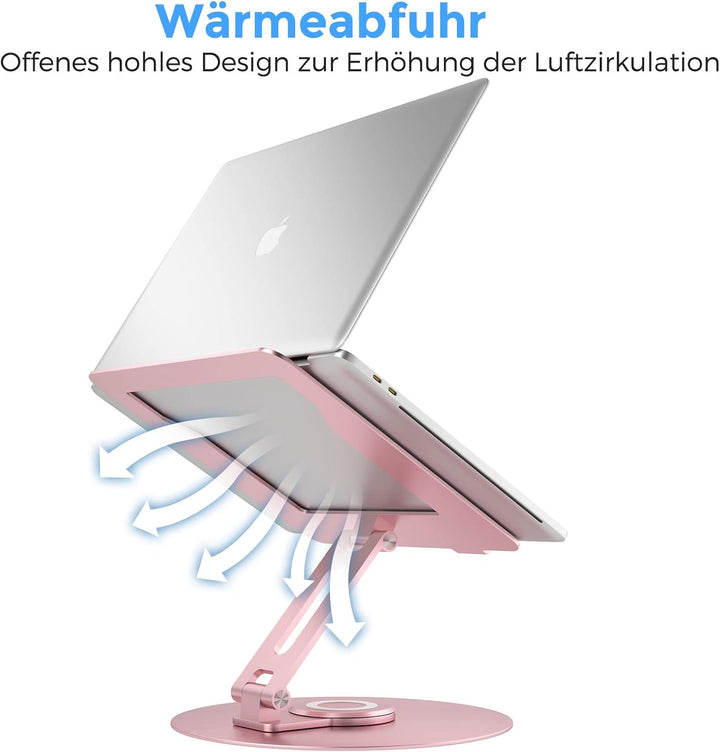 Epherie Laptop Ständer mit 360° drehbarem rundem Basis, Höhenverstellbarer ergonomischer Laptopständ