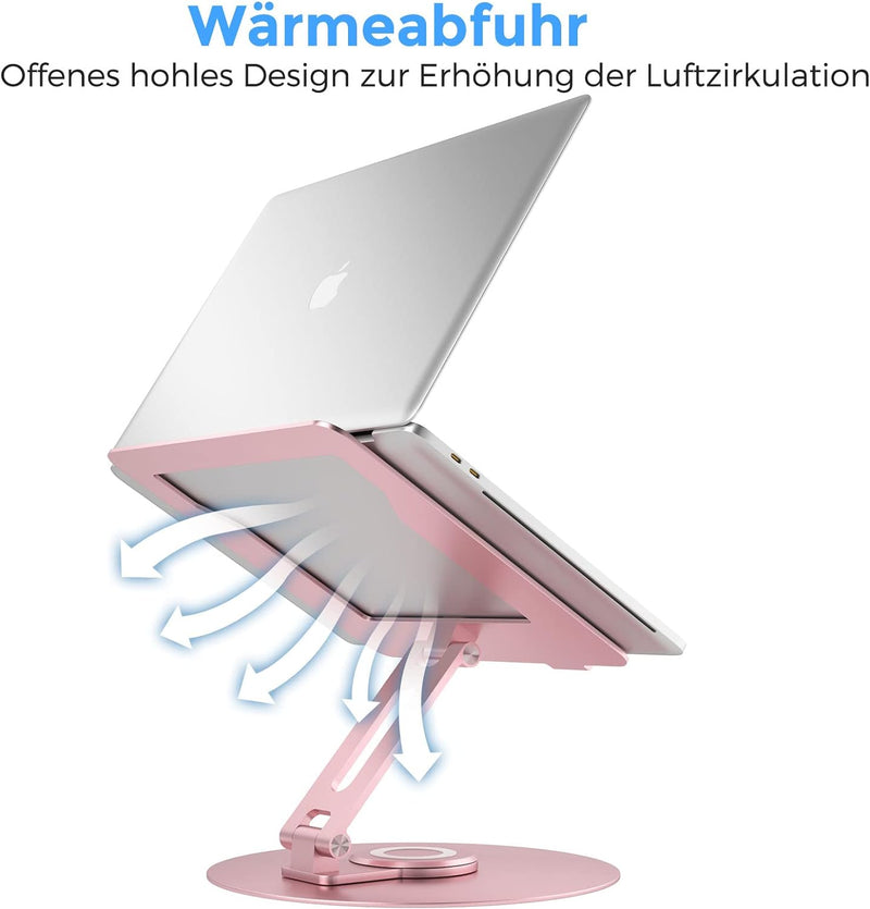 Epherie Laptop Ständer mit 360° drehbarem rundem Basis, Höhenverstellbarer ergonomischer Laptopständ