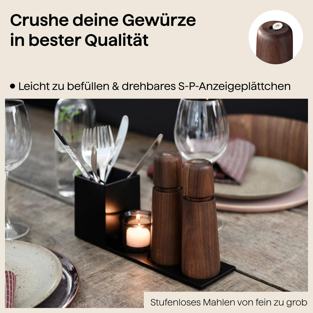 CrushGrind - STOCKHOLM Pepper Mill Walnut 17 cm 168 mm (1er Pack) Black, 168 mm (1er Pack) Black