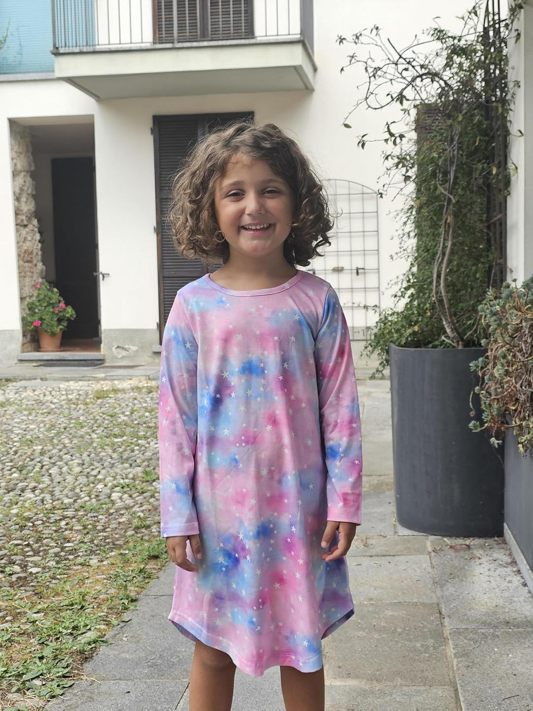 Arshiner Mädchen Nachthemd Langarm Kinder Nachtkleid mit Niedlichen Prints Schlafanzug Kleid Nightdr