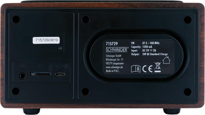 SCHWAIGER 715729 Analoger Radiowecker QI Ladestation UKW FM Bluetooth Lautsprecher Musikbox Radio AU