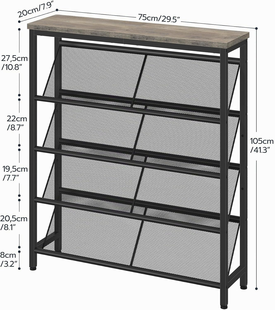 Schuhregal, 5-stufige Schuhablage, Schuhschrank schmal, Schuhständer, Schuhaufbewahrung, Schuh-Organ