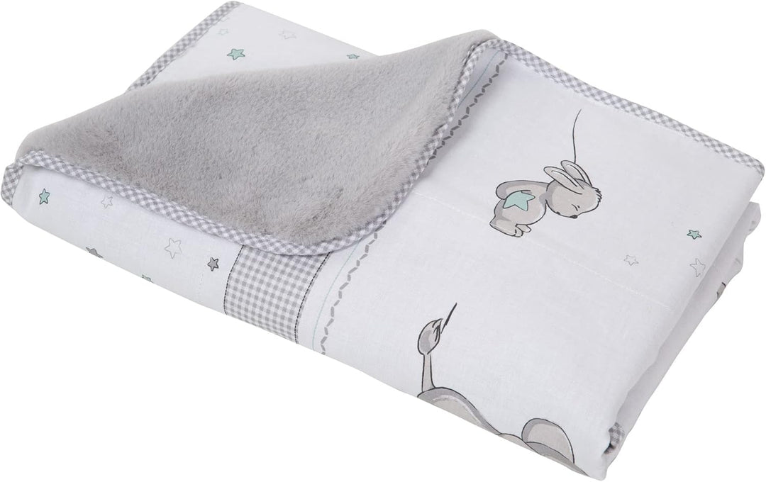 roba Babydecke Sternenzauber - 80 x 80 cm - Baby Kuscheldecke mit Sternen & Elefanten Motiv - Kinder