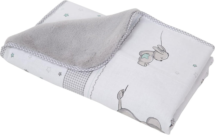 roba Babydecke Sternenzauber - 80 x 80 cm - Baby Kuscheldecke mit Sternen & Elefanten Motiv - Kinder