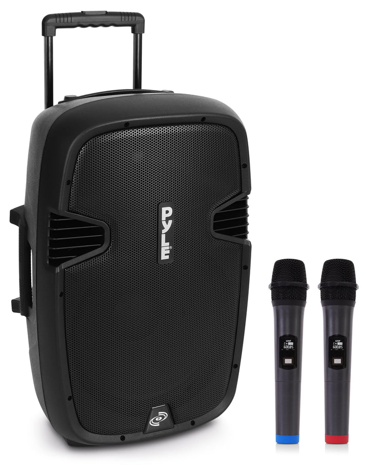 Pyle Partybox, Bluetooth Lautsprecher Gross- Trag & Rollbar, Musikbox mit 2 Mikrofone & Fernbedienun