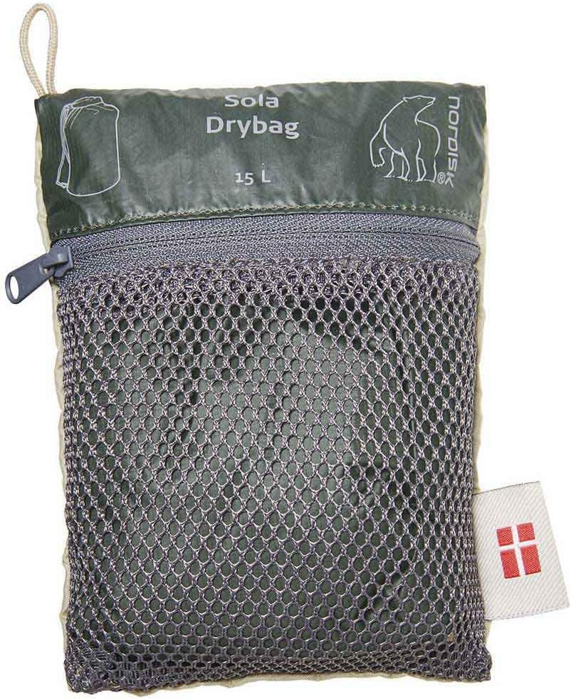 Nordisk Sola 15 Drybag Grün - Ultraleichter wasserdichter Rolltop Packsack, 15l, Grösse 15l - Farbe