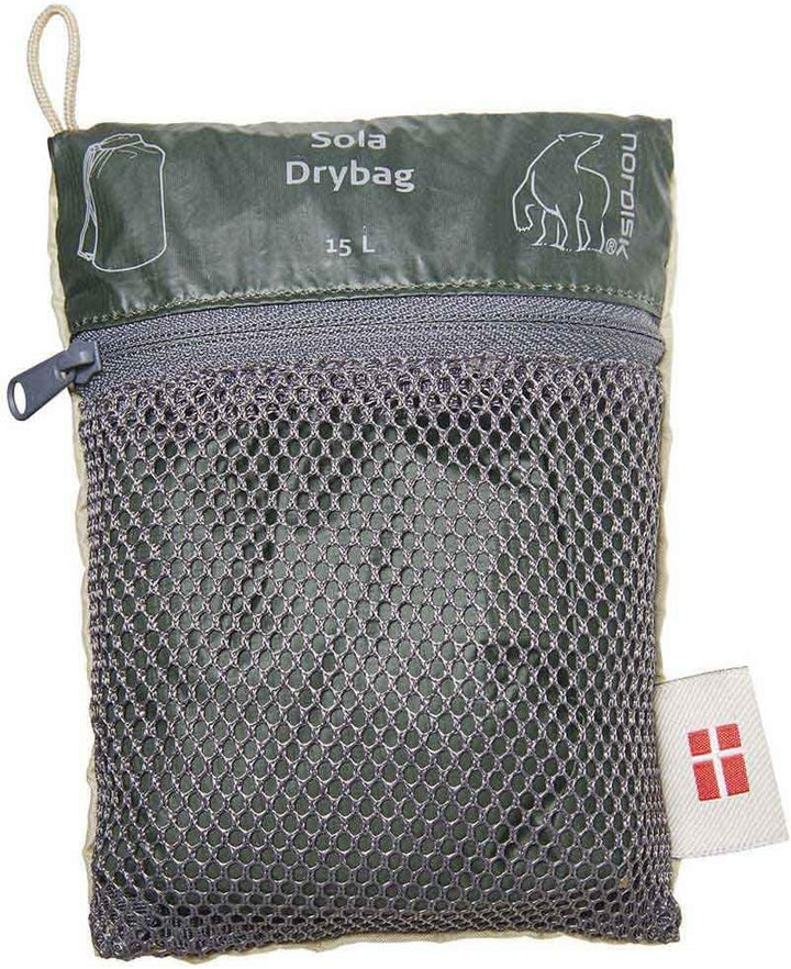 Nordisk Sola 15 Drybag Grün - Ultraleichter wasserdichter Rolltop Packsack, 15l, Grösse 15l - Farbe