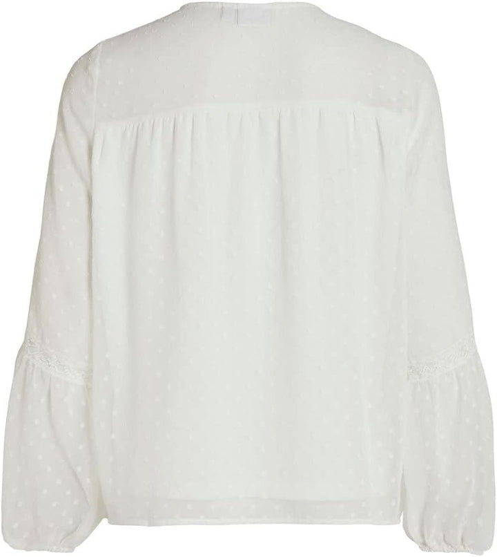 Vila Damen Viedee L/S Top/Su-Noos Bluse 36 Snow White, 36 Snow White
