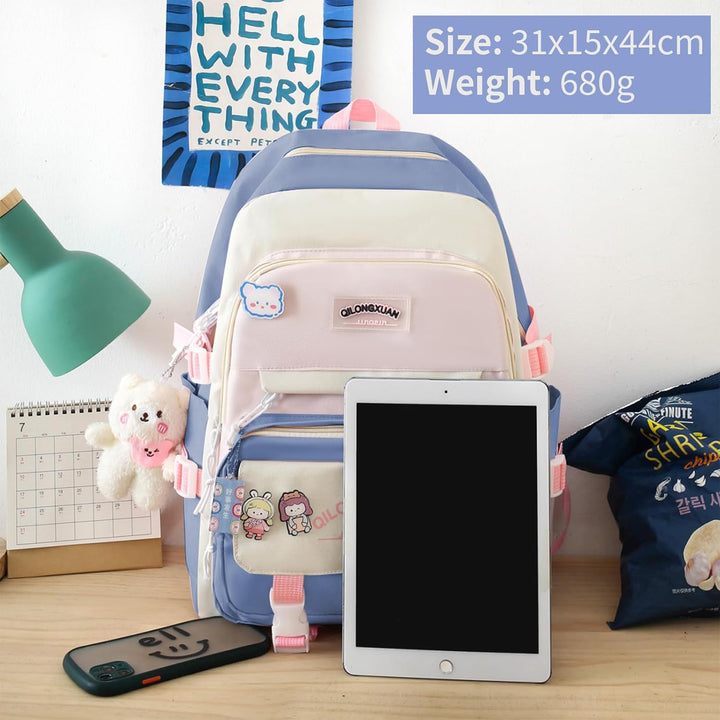 IvyH Schulranzen-Set 5-teilig, Schultasche Mädchen Rucksack Schule Teenager Schulrucksack für Mädche