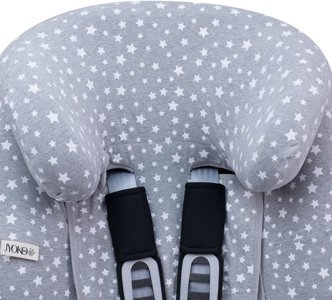 JYOKO Kids Bezug für Autositz kompatibel mit Romer Advansafix, Evolva IV M, aus Baumwolle (White Sta