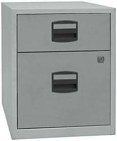 Bisley Home mobiler Beistellschrank PFA, 1 Universalschublade, 1 HR-Schublade, Metall, 355 Silber, 4