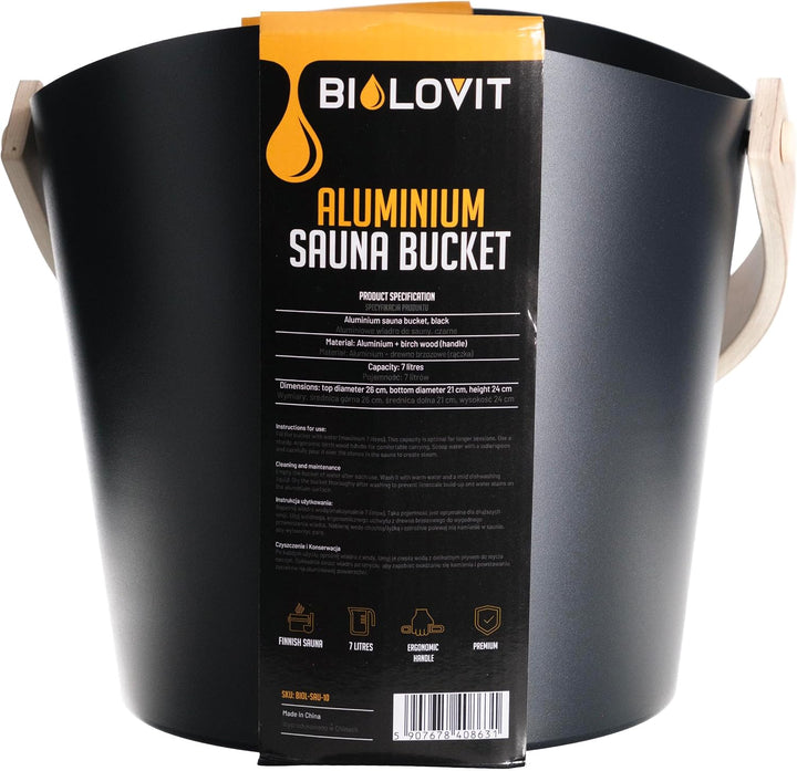 Schwarzer Aluminium Saunaeimer 7 L – Sauna Bucket