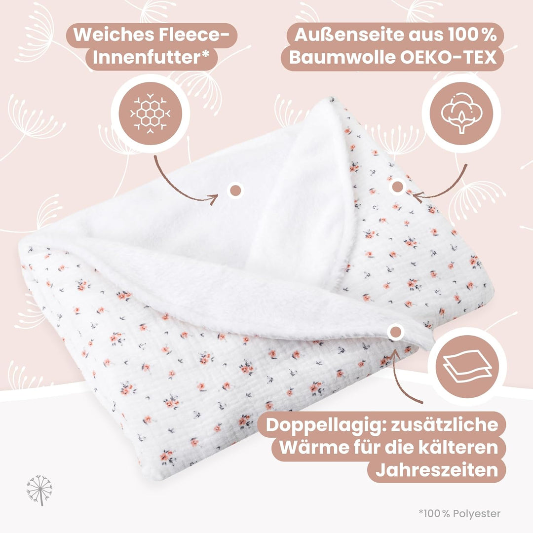 MIMUSELINA Babydecke Baumwolle 90x70 cm | Babydecke Winter und Herbst | Baby Decke neugeborenen Warm
