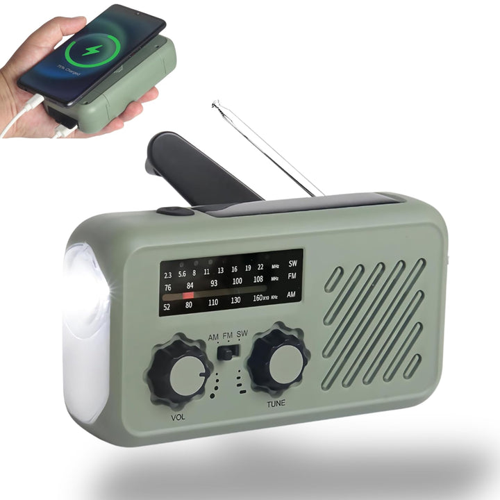 Notfall-Radio, Solar-Handkurbel-Radio AM FM USB wiederaufladbare Power Bank Notfall-Wetter-Radios fü
