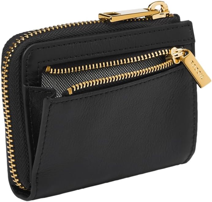 Fossil L Zip Geldbörse Liza für Damen Leder, SL6406G001 Schwarz 10.8 cm L x 2.5 cm W x 8.3 cm H, Sch