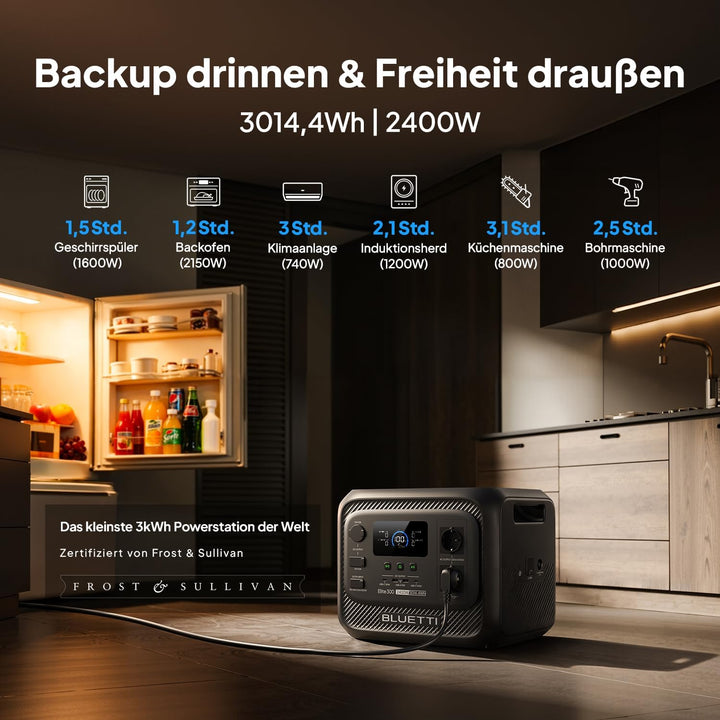 BLUETTI Elite 300 Tragbare Powerstation (2026 Neu) 3014,4 Wh LFP Genetatore | Backup mit 2400W AC Au
