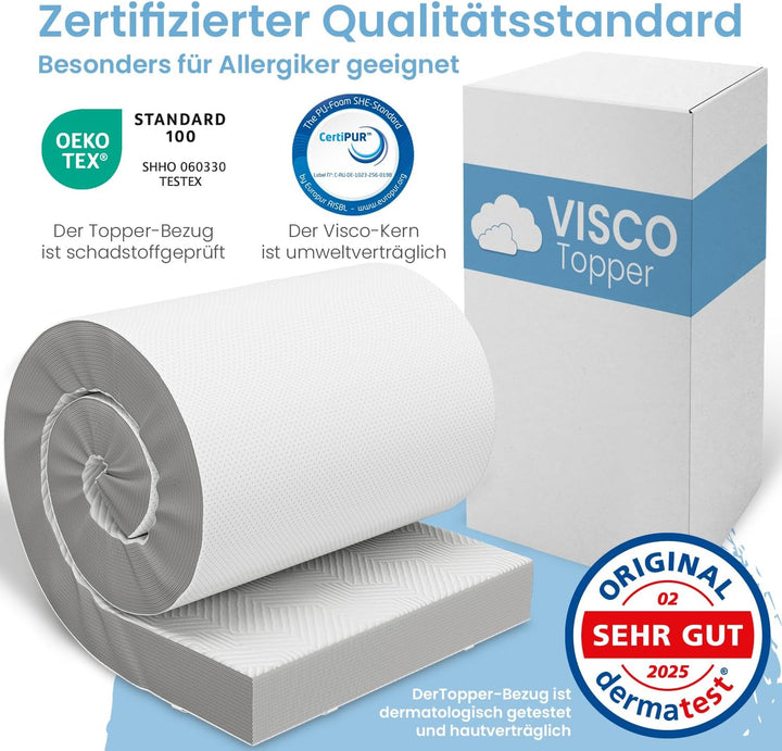 Viscoelastischer Matratzen Topper 80x190cm, Matratzentopper mit Memory Foam Effekt, 8 cm Höhe, Matra