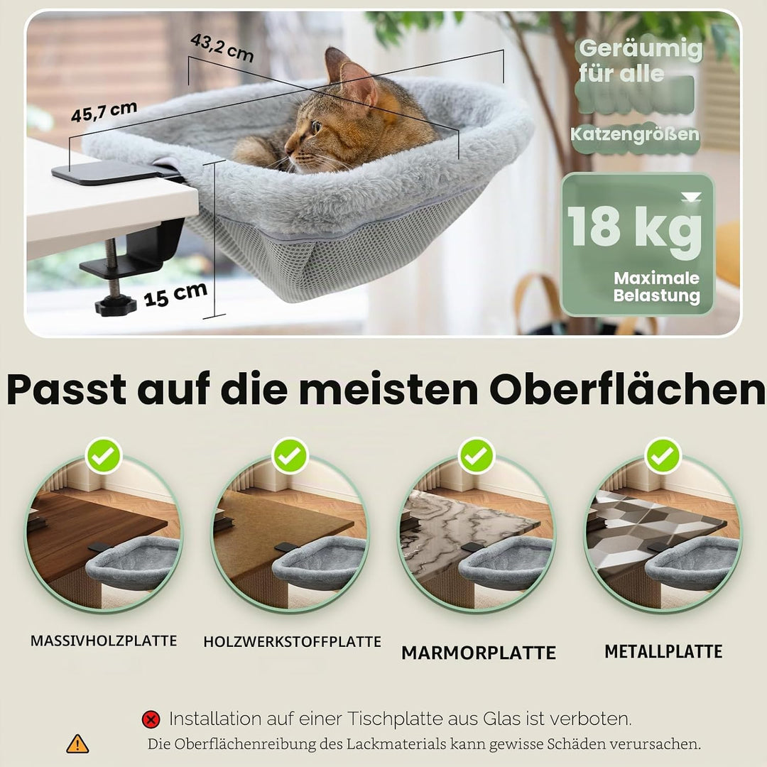 Katzen-Schreibtischbett – Ein-Klick-Faltung, versunkenes Design und platzsparendes halbrundes Katzen