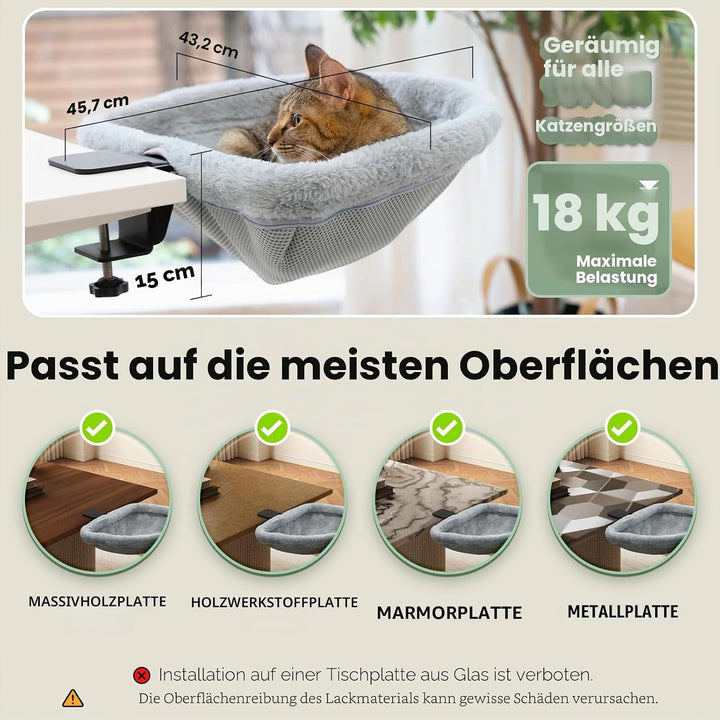 Katzen-Schreibtischbett – Ein-Klick-Faltung, versunkenes Design und platzsparendes halbrundes Katzen